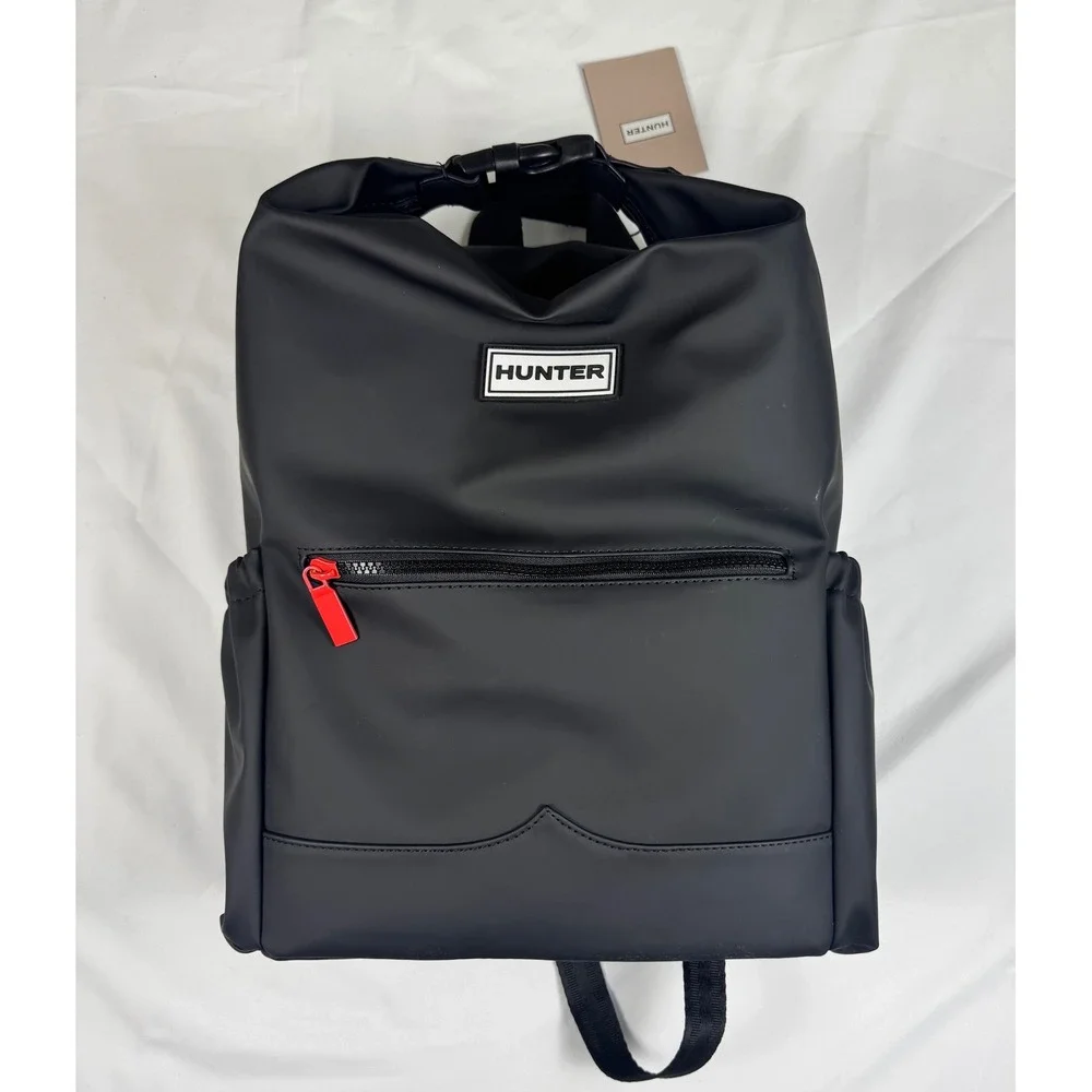 Hunter Original Top Clip Backpack Black Rubberized Water Resistant Bag NEW